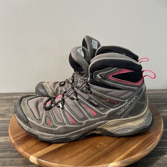 Salomon X Ultra 2 Mid GTX Womens Size 7 Pink Hiking Ankle Boots Shoes 371477 - Picture 1 of 8